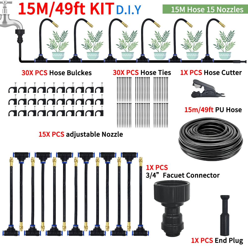 GEEIRR Irrigation Spray Nozzles Kit for Greenhouse Plants Misting