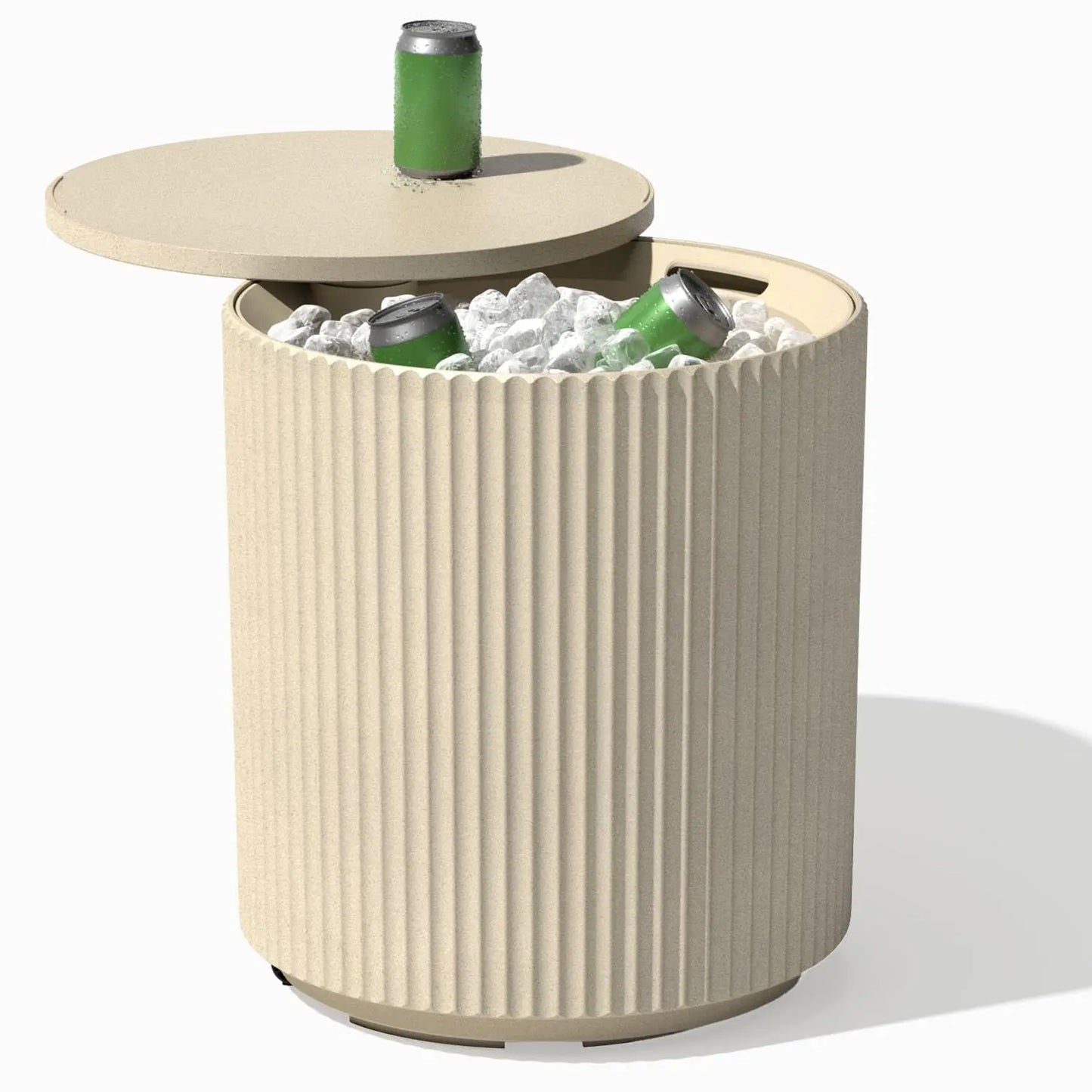 Outdoor Cooler Side Table Stone Plastic Composite Weather Resistant