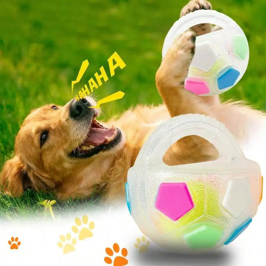 Chew-Tough Soccer Ball Dog Toy for Retrieval Training Squeaky