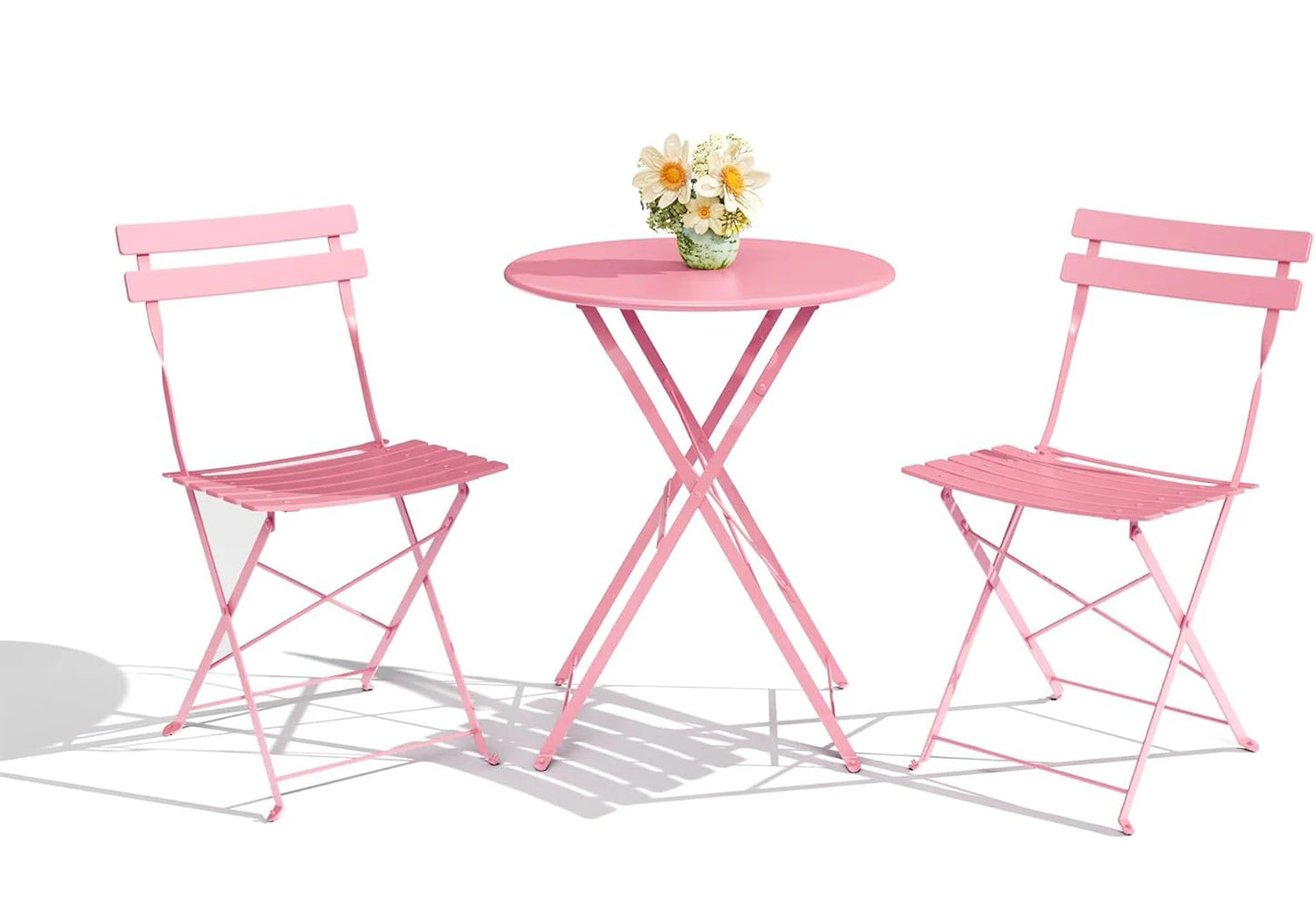 TWISTER.CK 3Pcs Patio Bistro Set With Space Saving Folding Table And Chairs