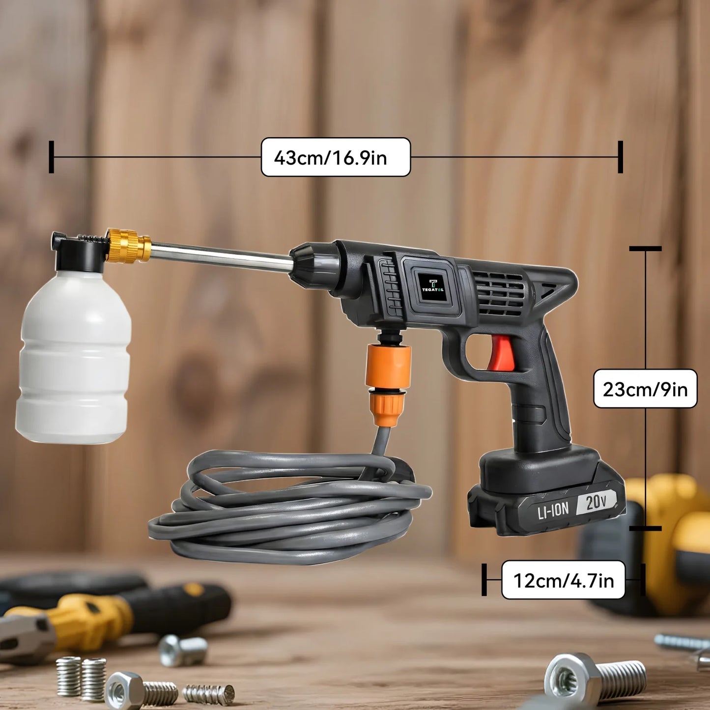 TEGATOK 20V Electric High Pressure Washer Car Water Gun