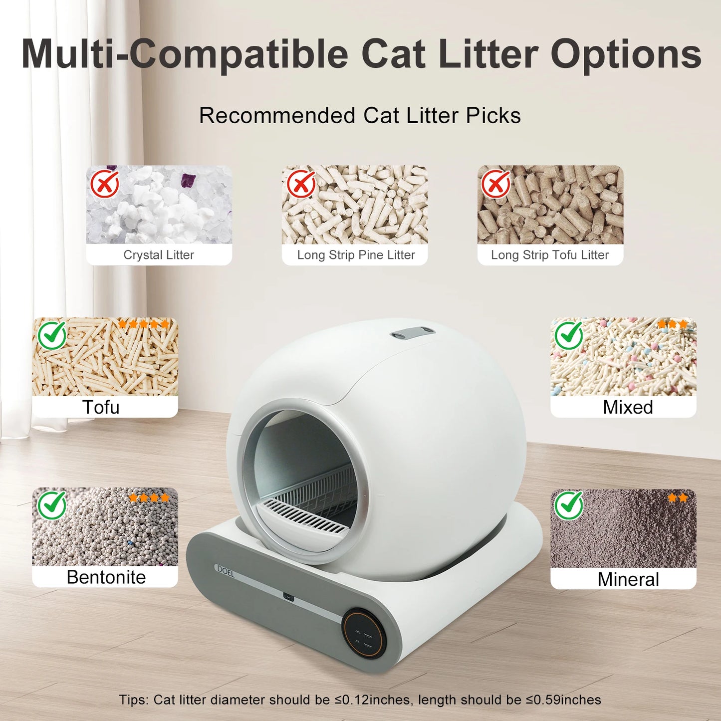 DOEL Automatic Self Cleaning Cat Litter Box With WiFi App Control