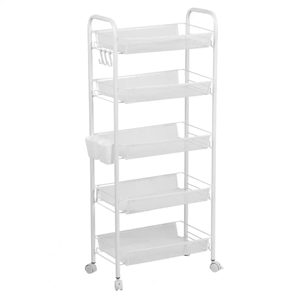 Five-Tier Stainless Steel Stackable Fruit And Vegetable Basket With Wheels