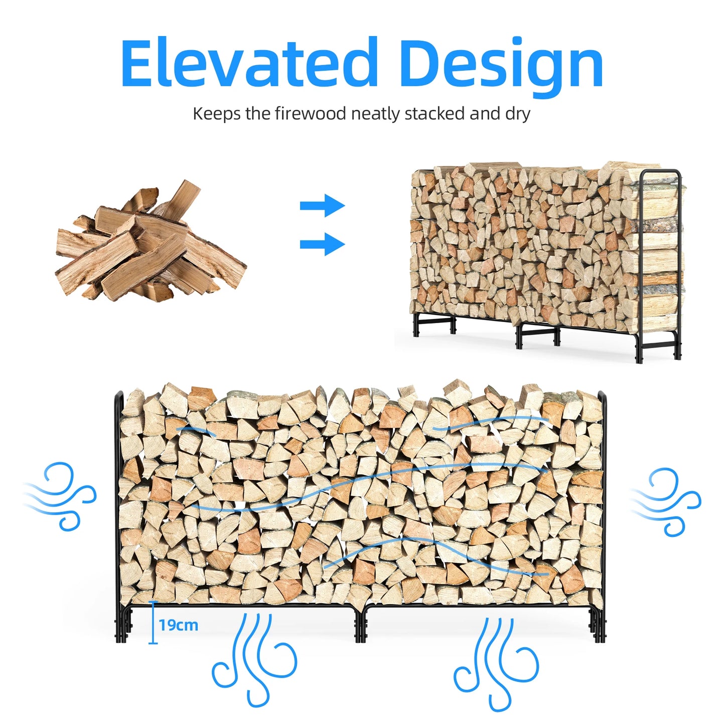 Heavy Duty Firewood Log Rack For Indoor And Garden Storage