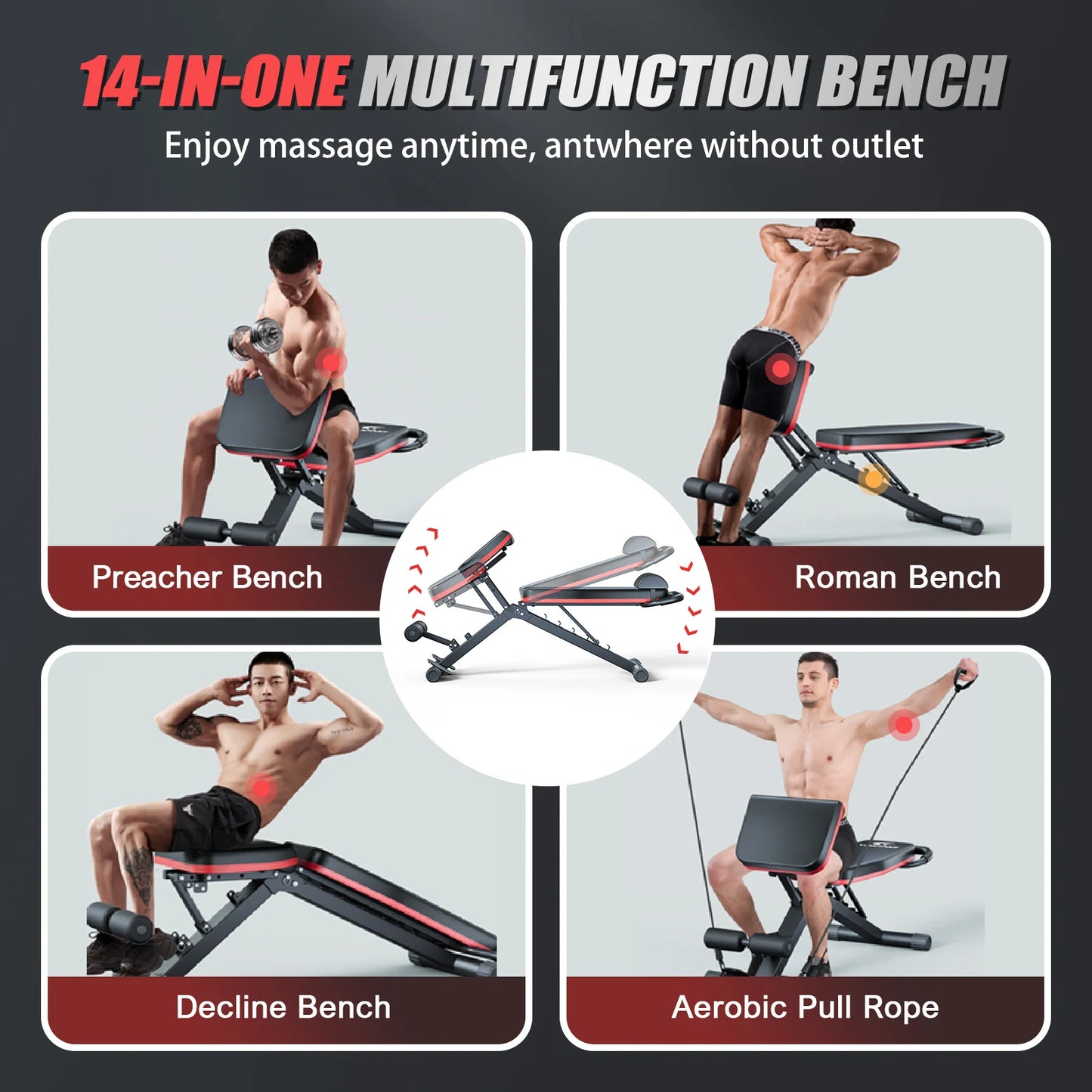 Foldable Dumbbell Bench 14-In-1 Multi-Functional Home Gym Pre-Assembled