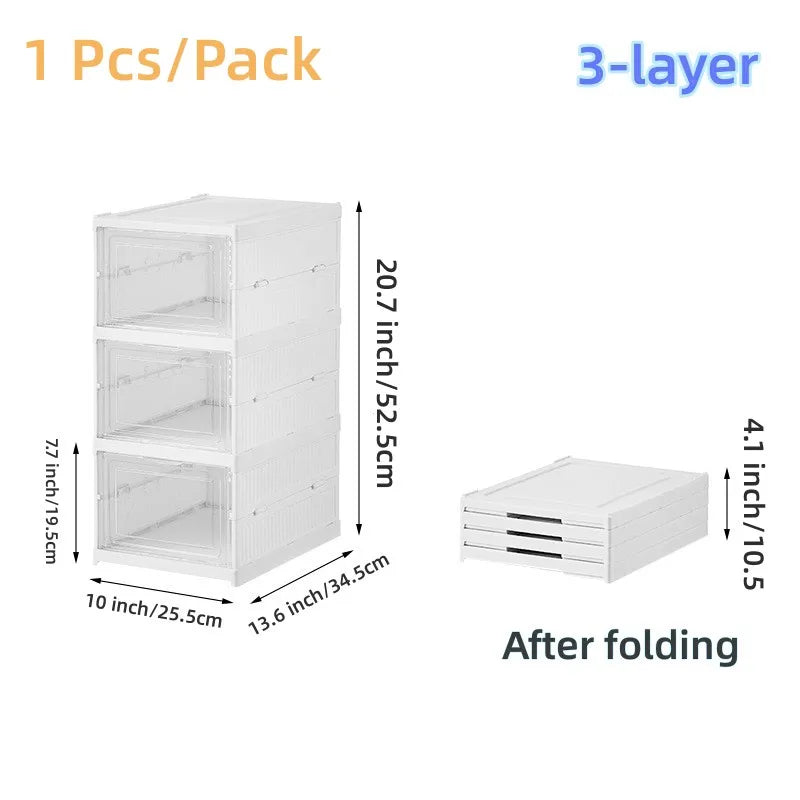Foldable Six-Layer Transparent Shoe Box Storage Organizer Stackable