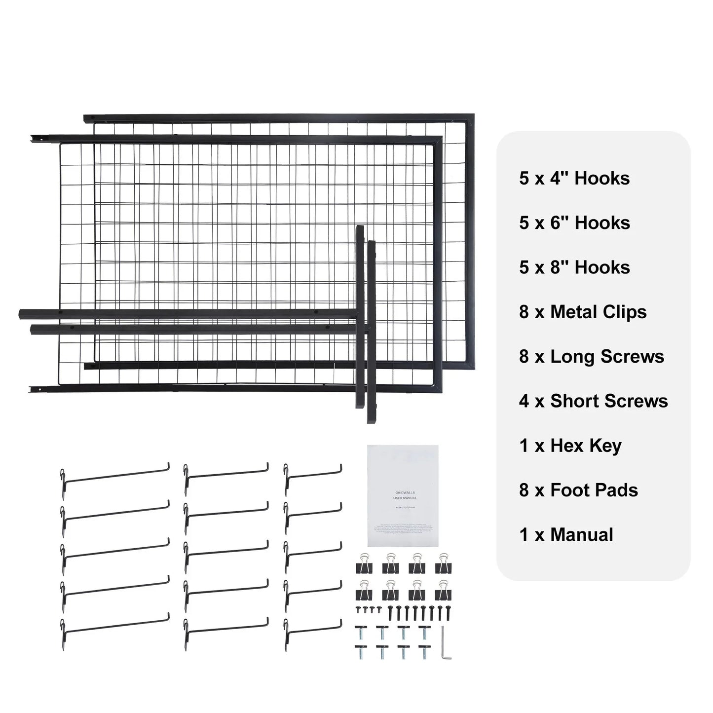 SucceBuy Grid Wall Panels Double Sided Display Rack With Hooks