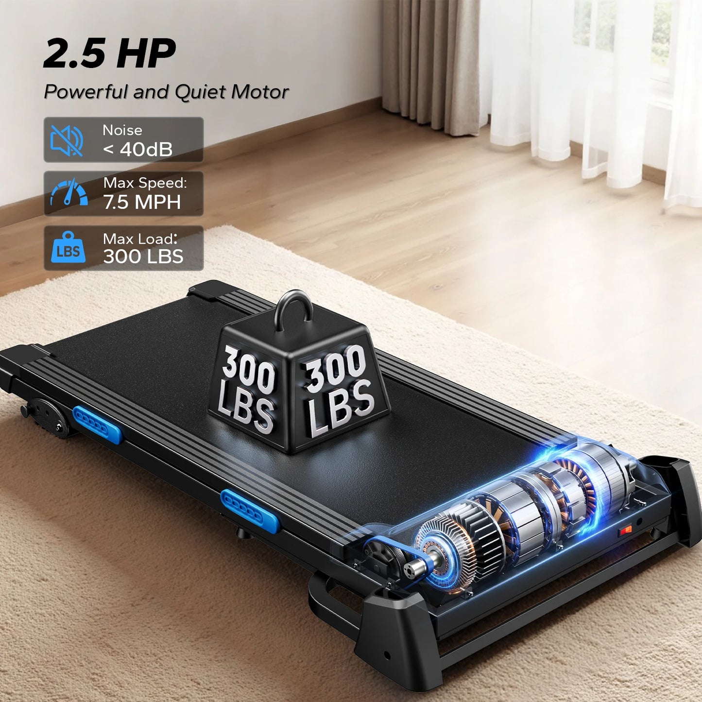 MERACH Foldable Treadmill T12 Incline Quiet Operation Heart Rate Monitoring
