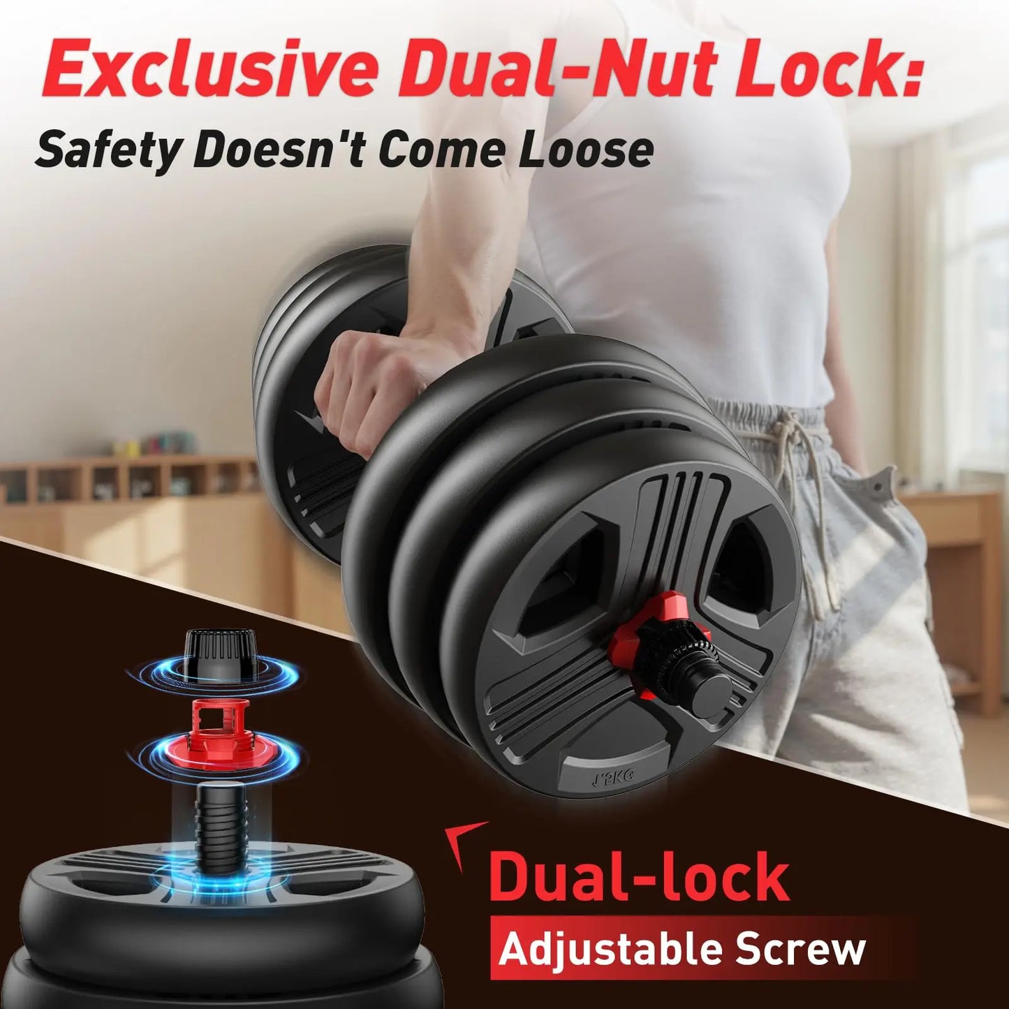 FED Fitness 5-in-1 Adjustable Dumbbell Set Barbell Kettlebell Push Up