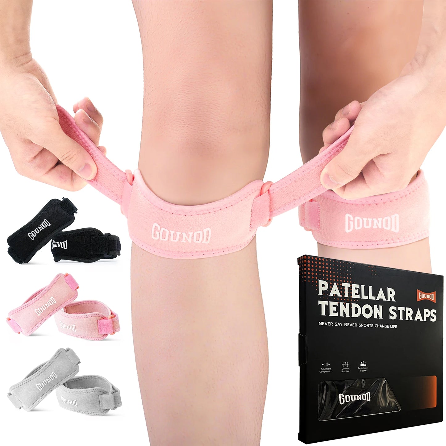 GOUNOD Patella Knee Straps Adjustable Pain Relief For Running