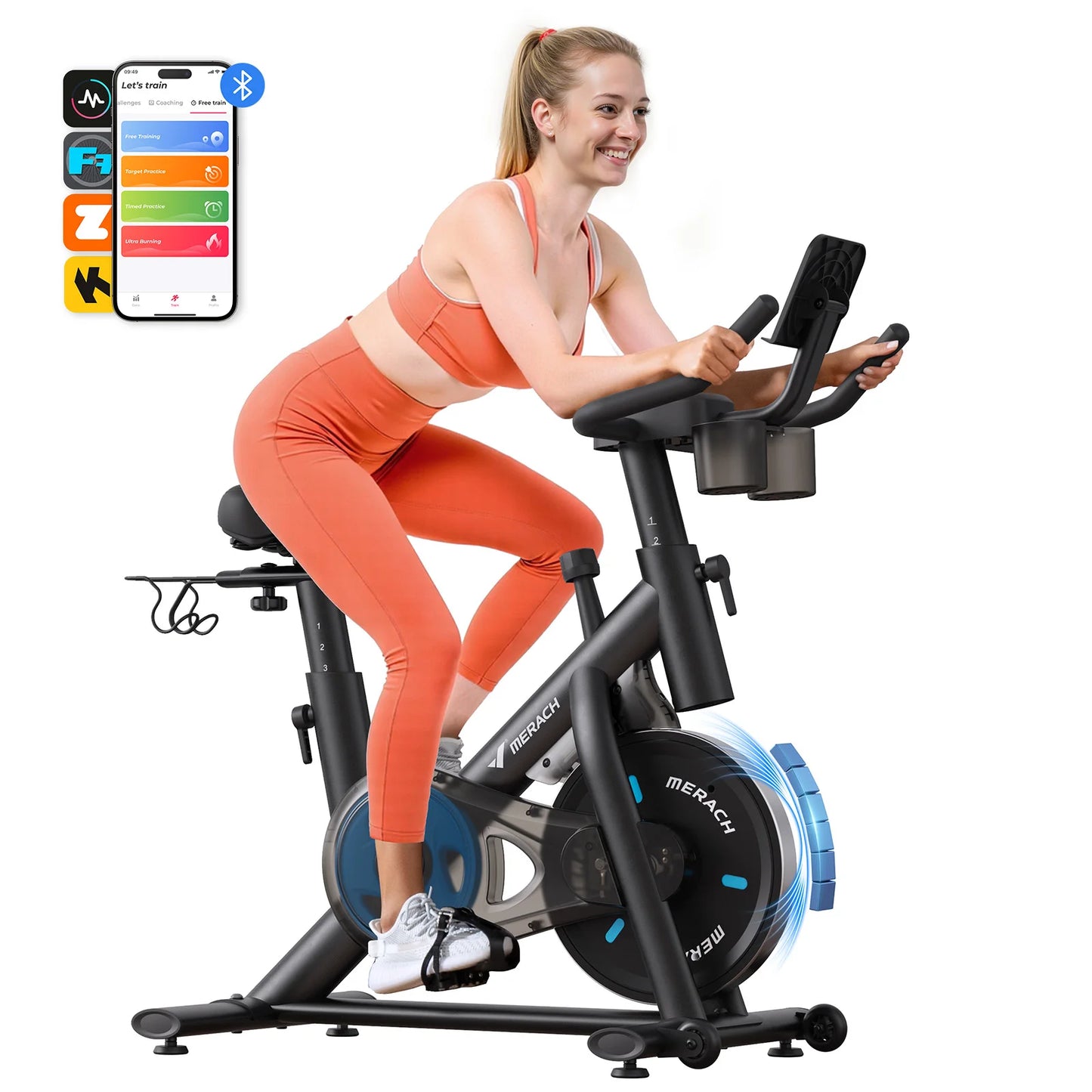 MERACH Low Noise Indoor Magnetic Brake Exercise Bike With App
