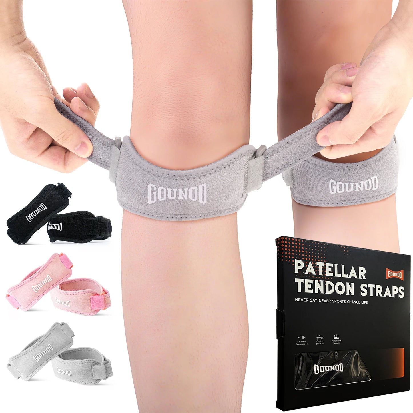 GOUNOD Patella Knee Straps Adjustable Pain Relief For Running