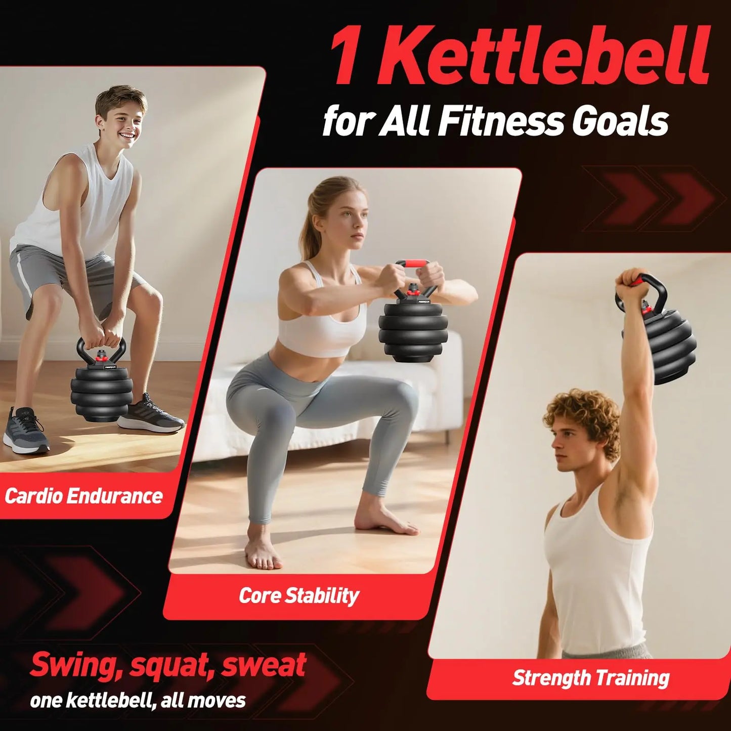 FED Fitness 5-in-1 Adjustable Dumbbell Set Barbell Kettlebell Push Up