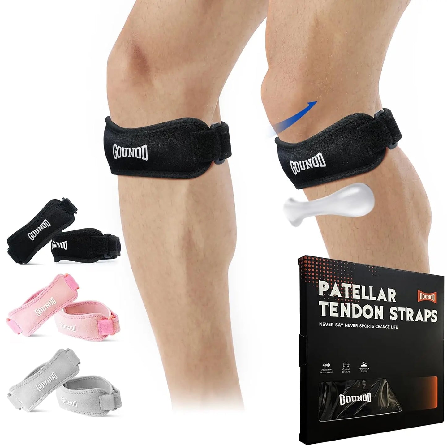 GOUNOD Patella Knee Straps Adjustable Pain Relief For Running