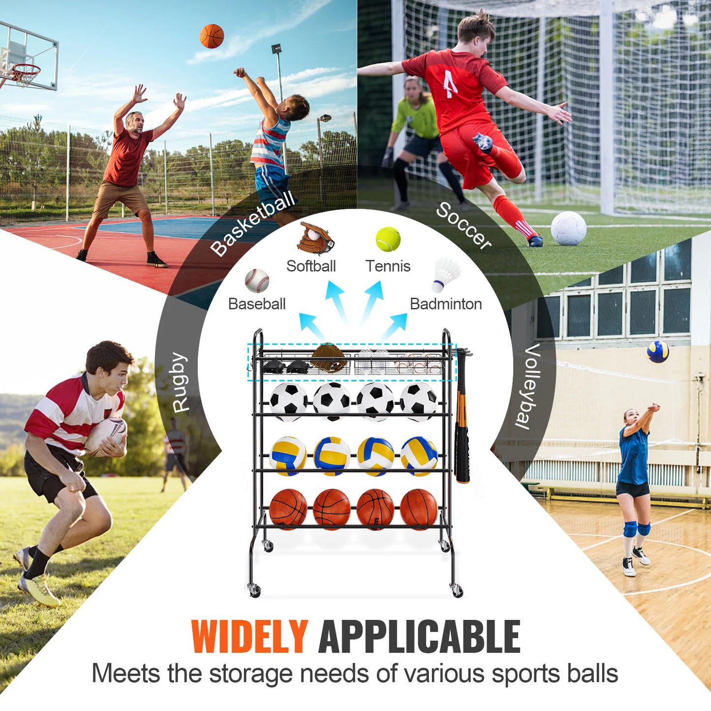 Four-Layer Rolling Basketball Rack and Shooting Training Stand