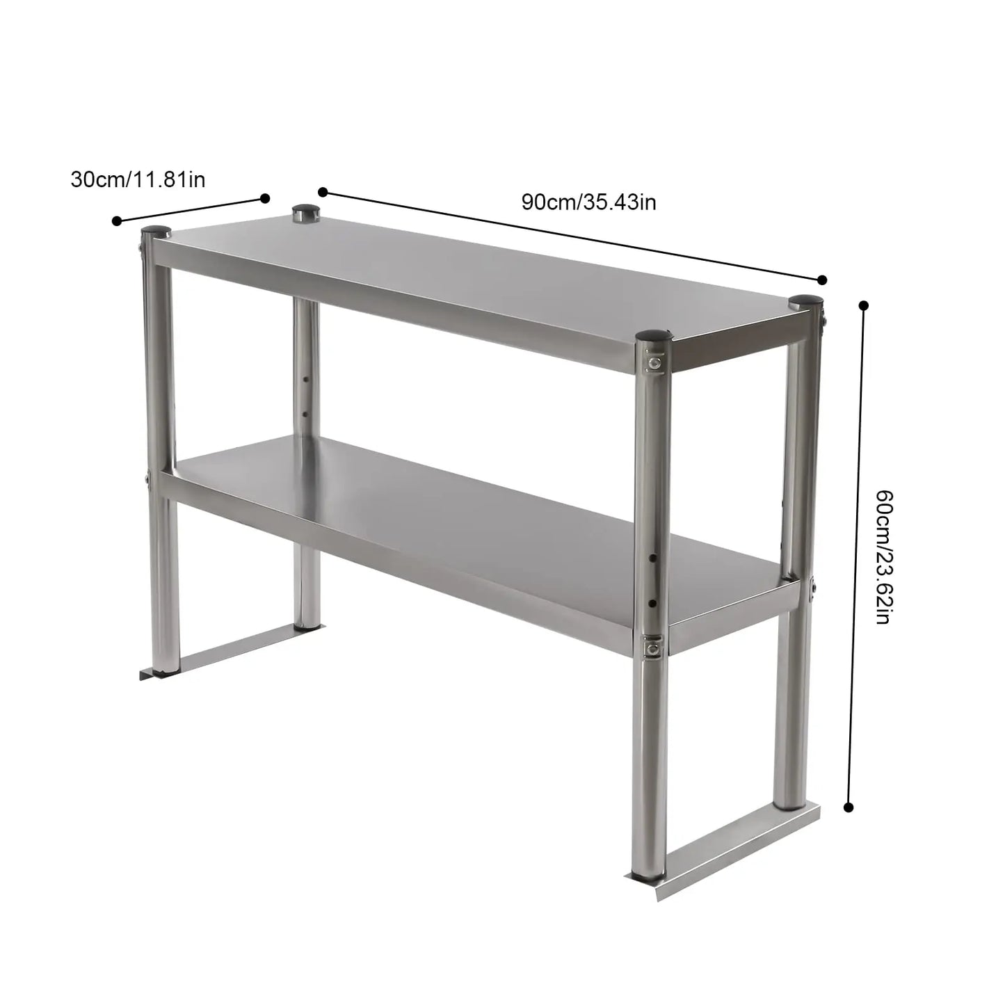 Bymaocar Double Overshelf Stainless Steel 2Tier Prep and Work Shelf