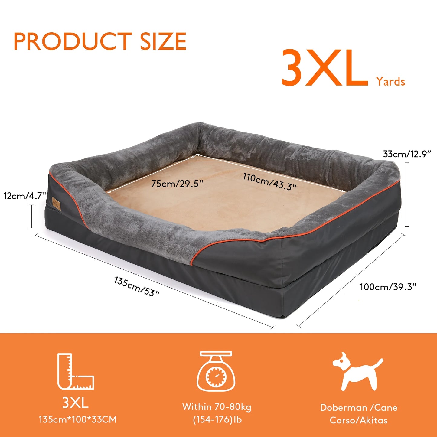 Bingopaw Dog Bed Hypoallergenic Waterproof With Removable Washable Cover