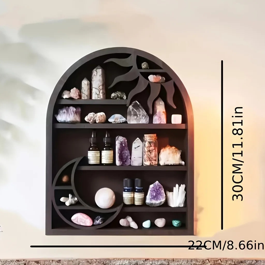 Sun Moon Design Wooden Floating Shelves Wall Mounted Storage