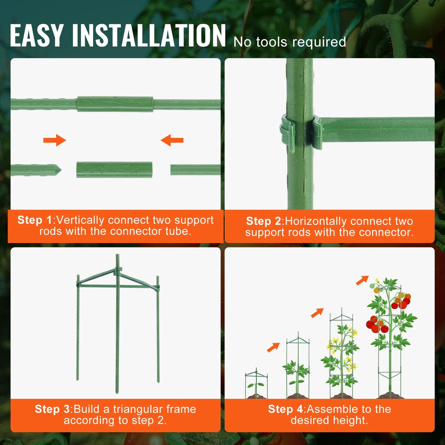 SucceBuy 6 Pack Tomato Cages for Garden Trellis and Support