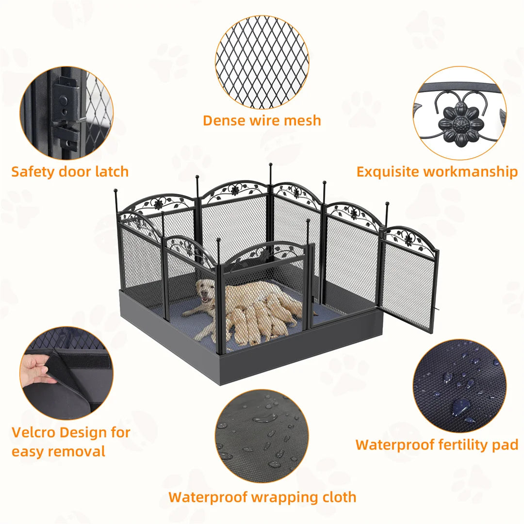 BINGOPA 8-Panel Heavy Duty Dog Playpen With Waterproof Pad