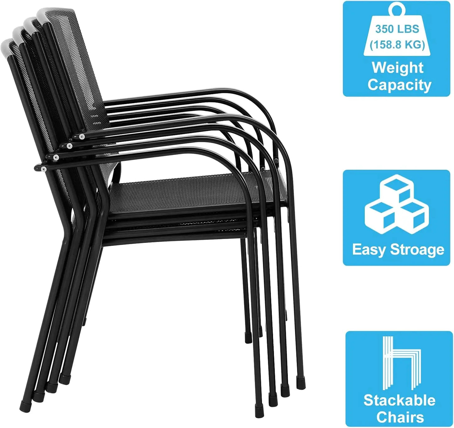 Outdoor 5 Piece Table And Chair Set With Umbrella Hole