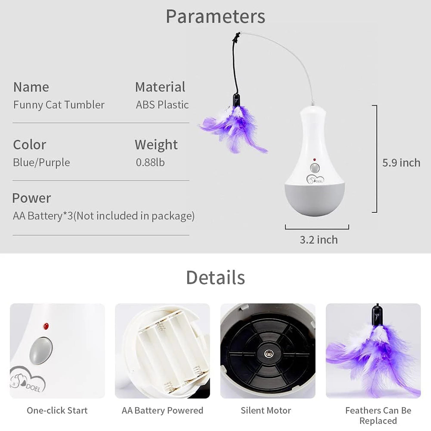 Cat Interactive Feather Toy Teaser for Indoor Play and Exercise