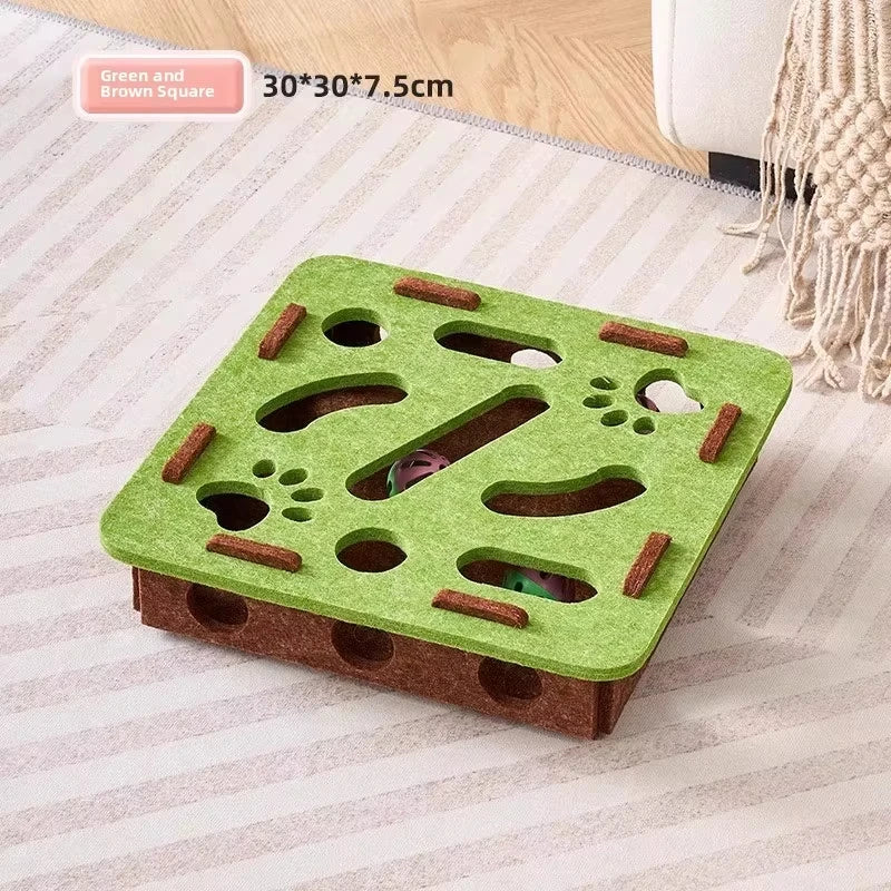 Interactive Cat Puzzle Toy Felt Box With Ball For Indoor Exercise