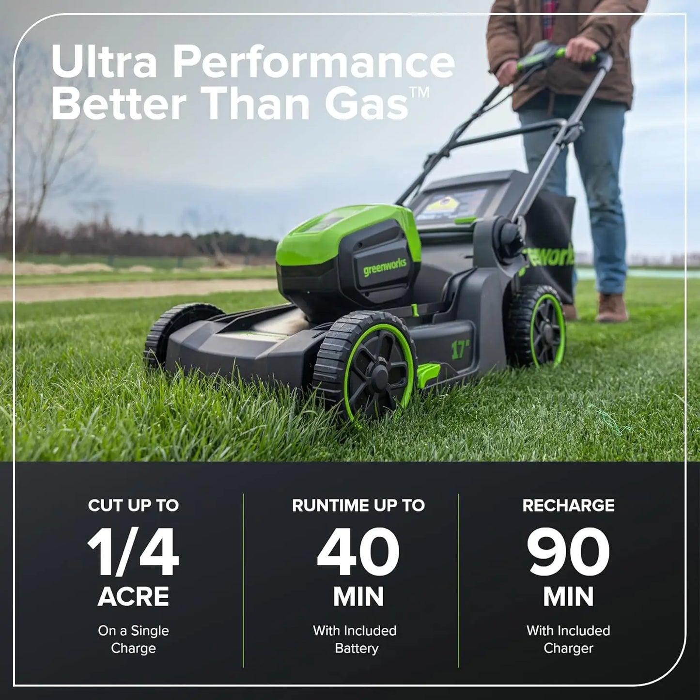 60V Cordless Lawn Mower 2-in-1 Mulching Bagging 4.0Ah