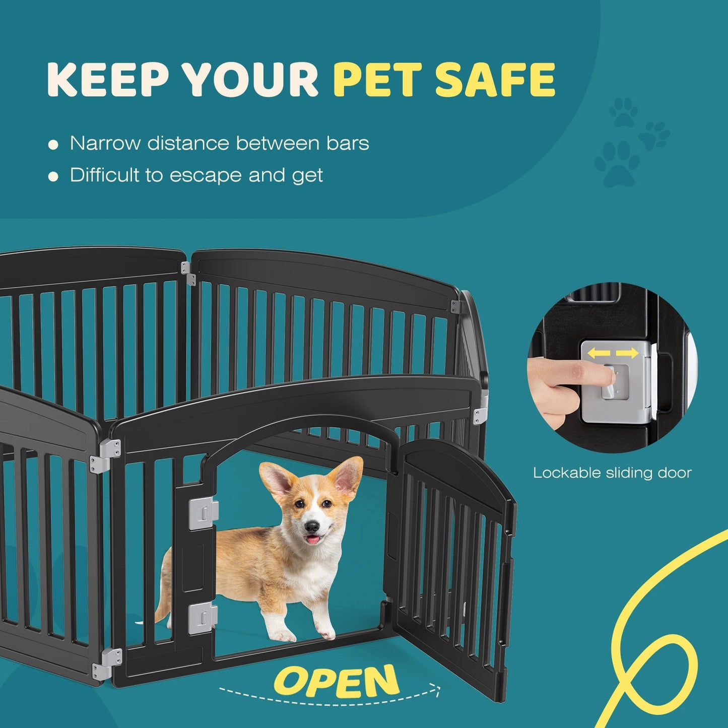 JHK Plastic Dog Playpen Six Panel Indoor Outdoor Portable