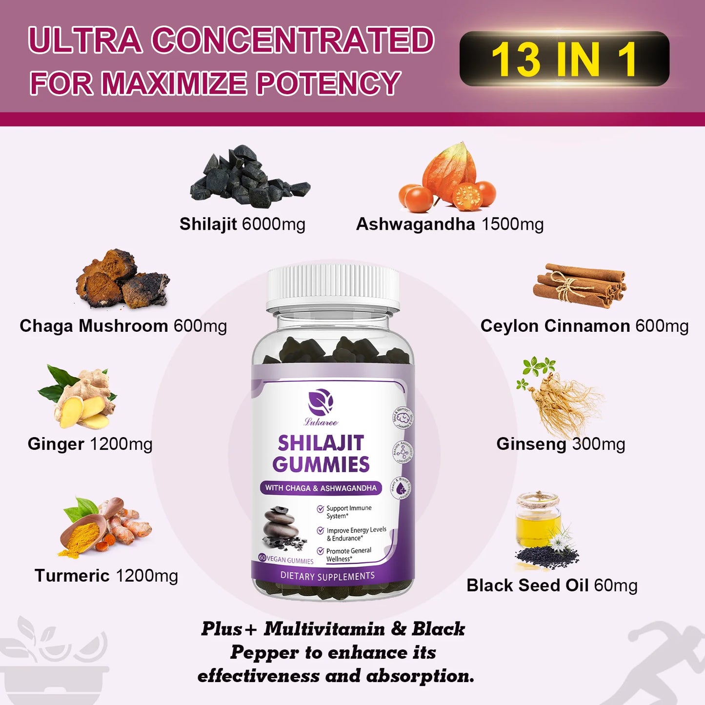 Beworths Shilajit Gummies 13 In 1 Mineral Health Supplement