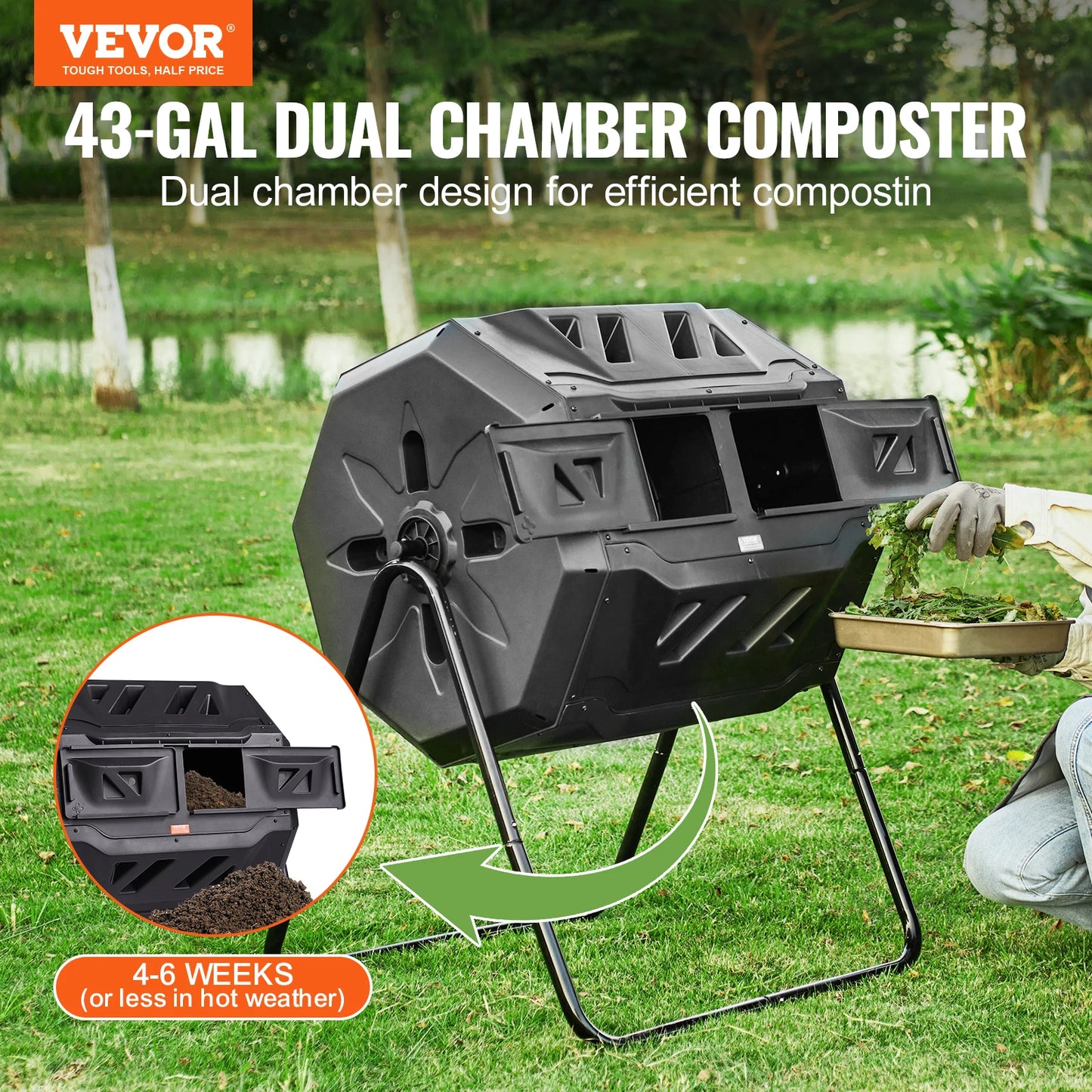 SucceBuy Tumbling Composter for Garden and Kitchen Use
