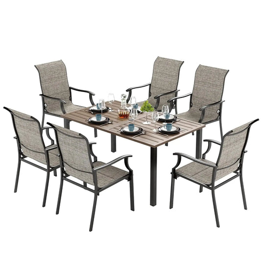 Outdoor 7-Piece Dining Set For 6 With Wicker Table