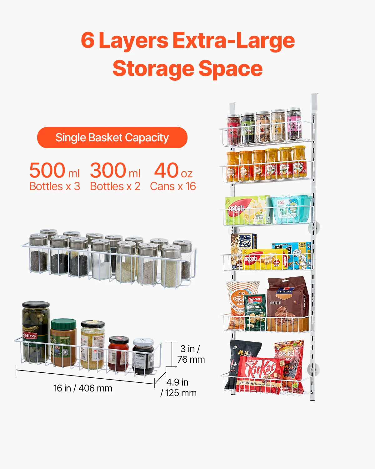 VEVOR Over Door Pantry Organizer Heavy-Duty Steel Shelving