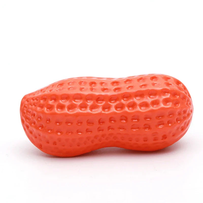 Peanut Shaped Dog Chew Toy With Squeaker Rubber TPR Interactive