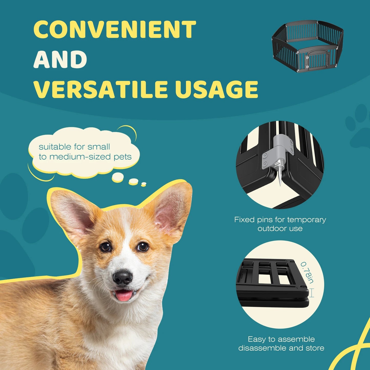 JHK Plastic Dog Playpen Six Panel Indoor Outdoor Portable