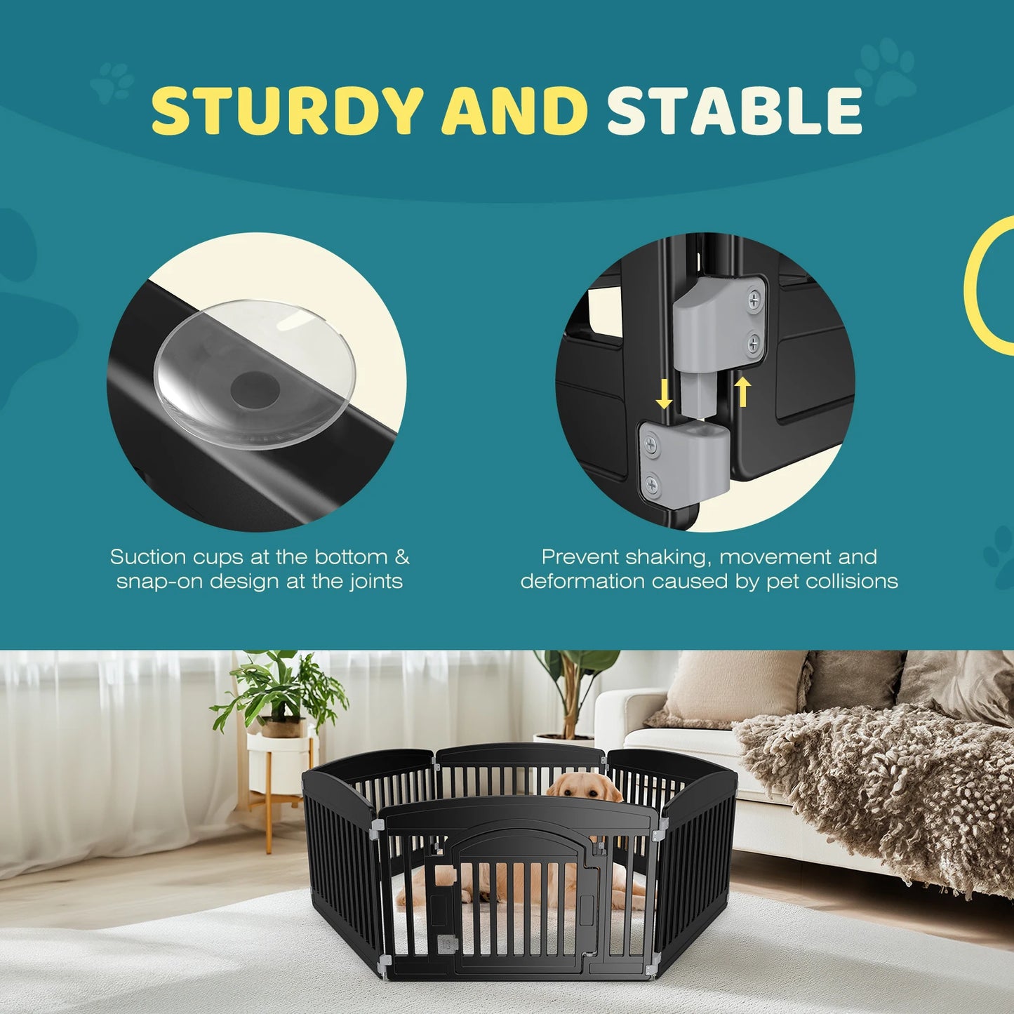 JHK Plastic Dog Playpen Six Panel Indoor Outdoor Portable