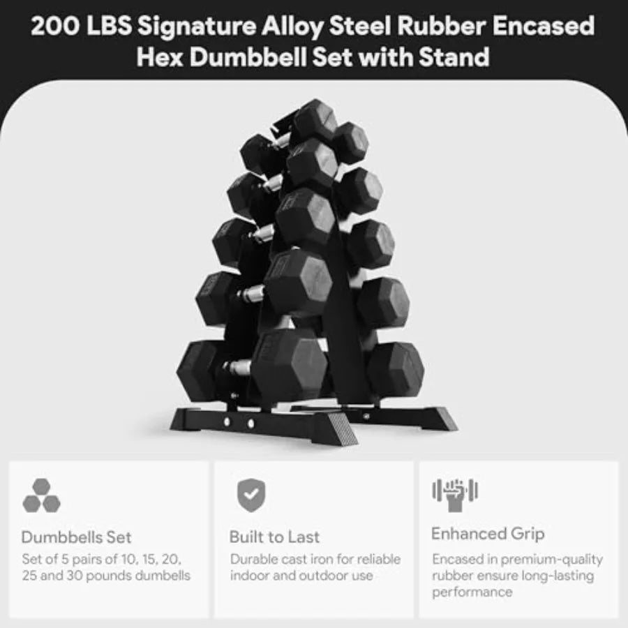Rubber Coated Hex Dumbbell Set With A Frame Rack Chrome Handles Home Gym