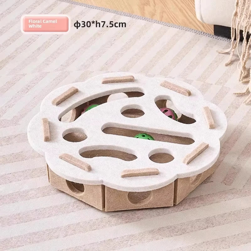 Interactive Cat Puzzle Toy Felt Box With Ball For Indoor Exercise
