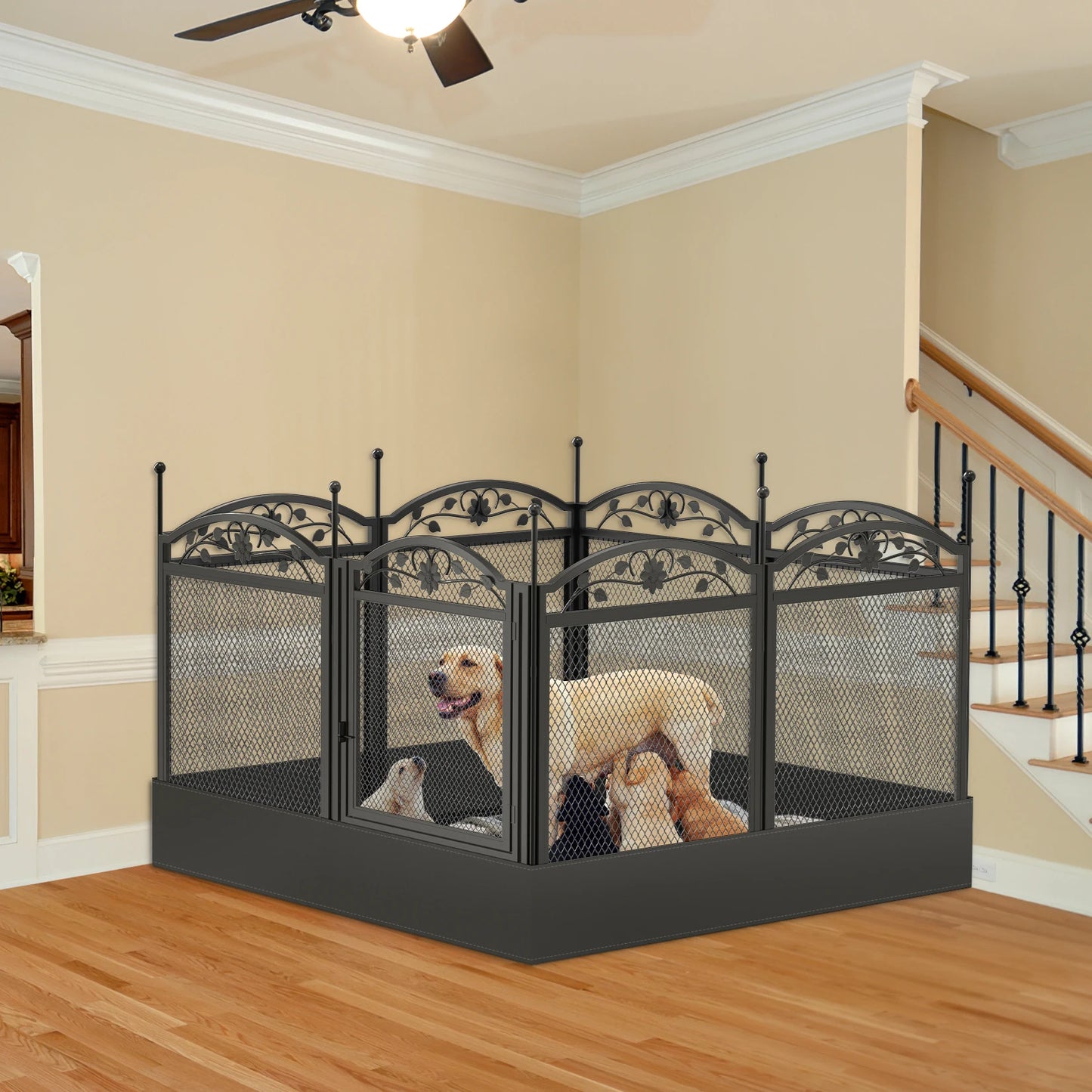 BINGOPA 8-Panel Heavy Duty Dog Playpen With Waterproof Pad
