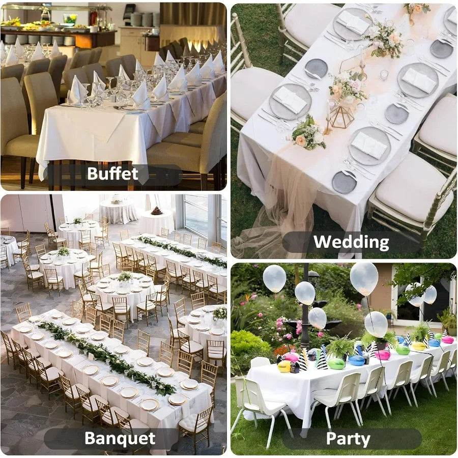 NONECN 12 Pack White Table Cloth For Rectangular Tables
