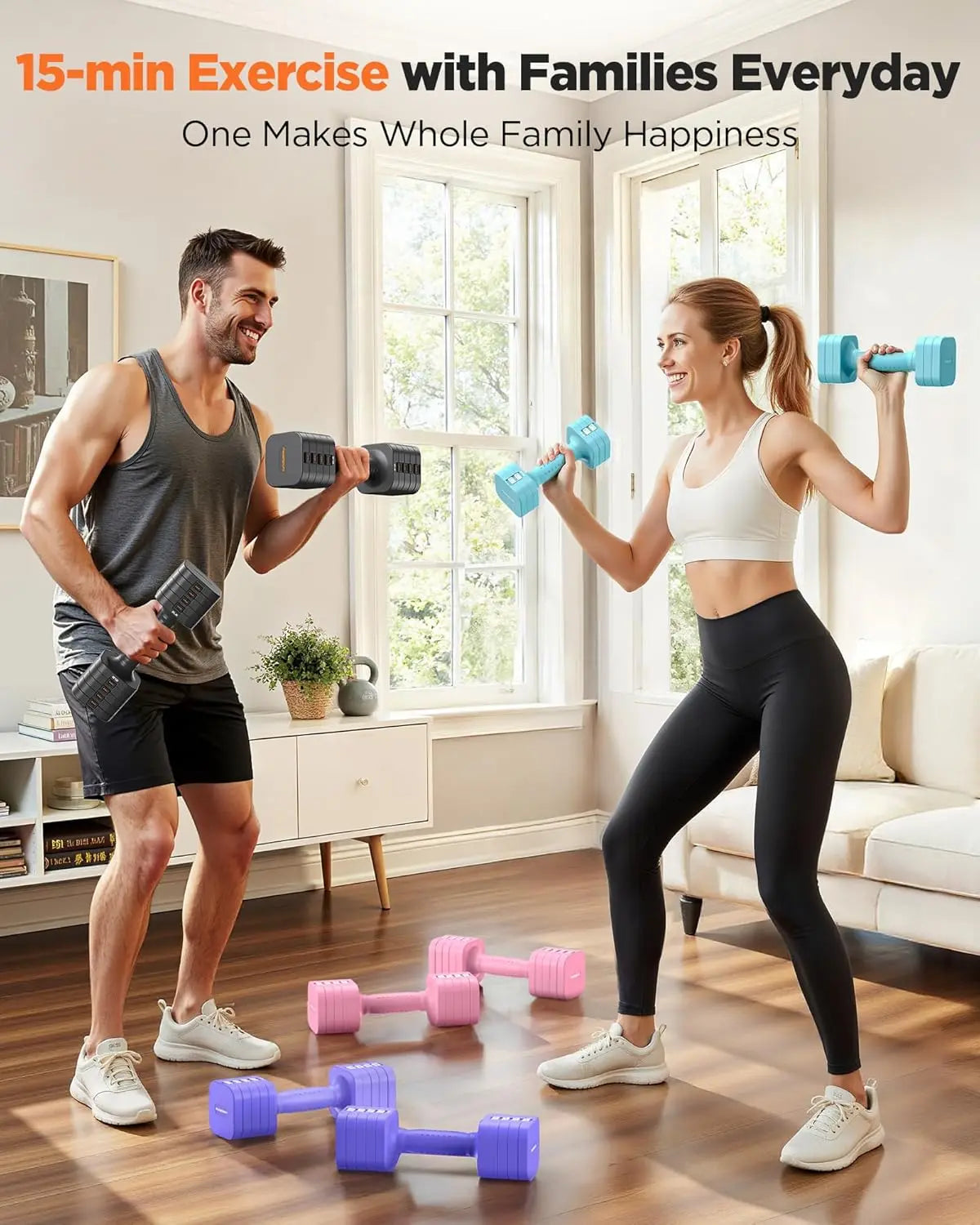 FED Fitness Feierdun 5-In-1 Adjustable Dumbbells Set
