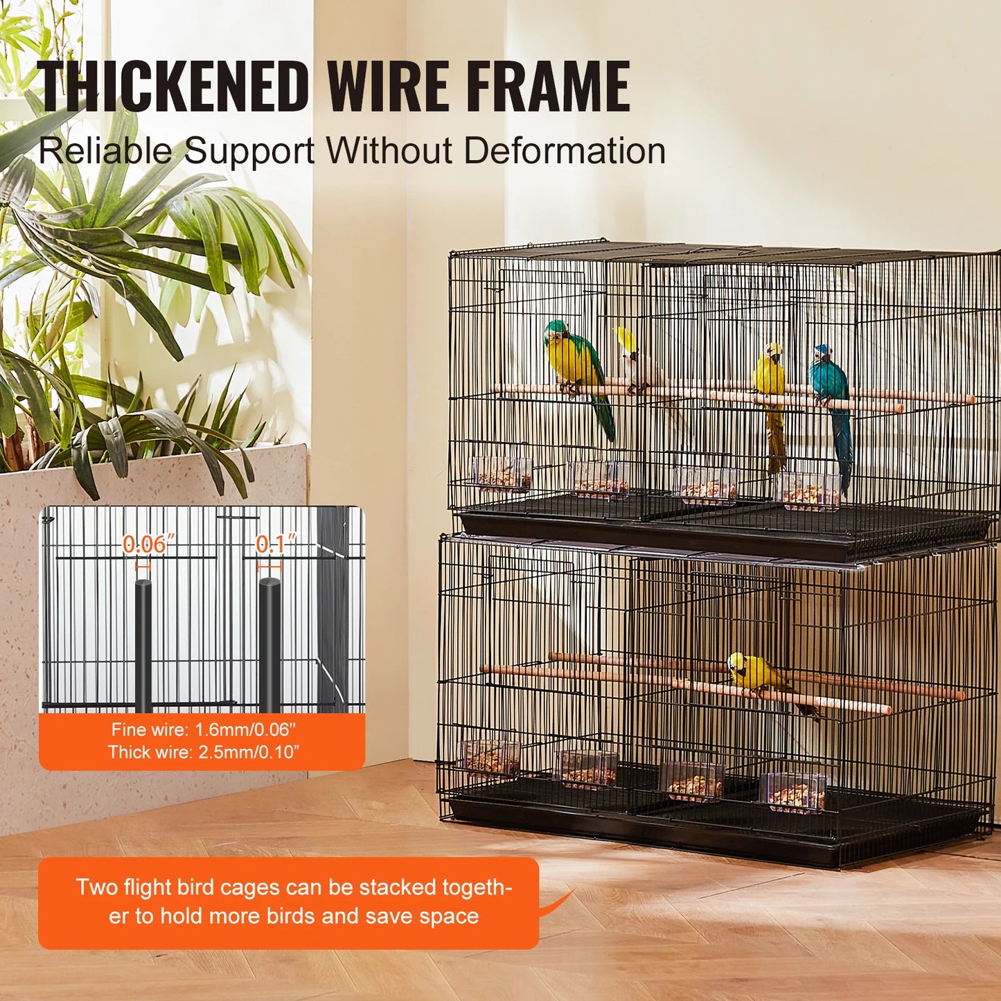 SucceBuy Stackable Divided Bird Cage For Small Birds With Handle