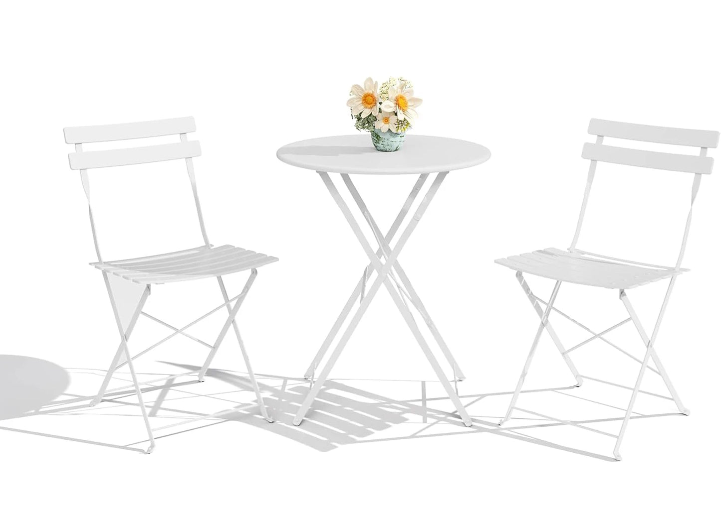 TWISTER.CK 3Pcs Patio Bistro Set With Space Saving Folding Table And Chairs