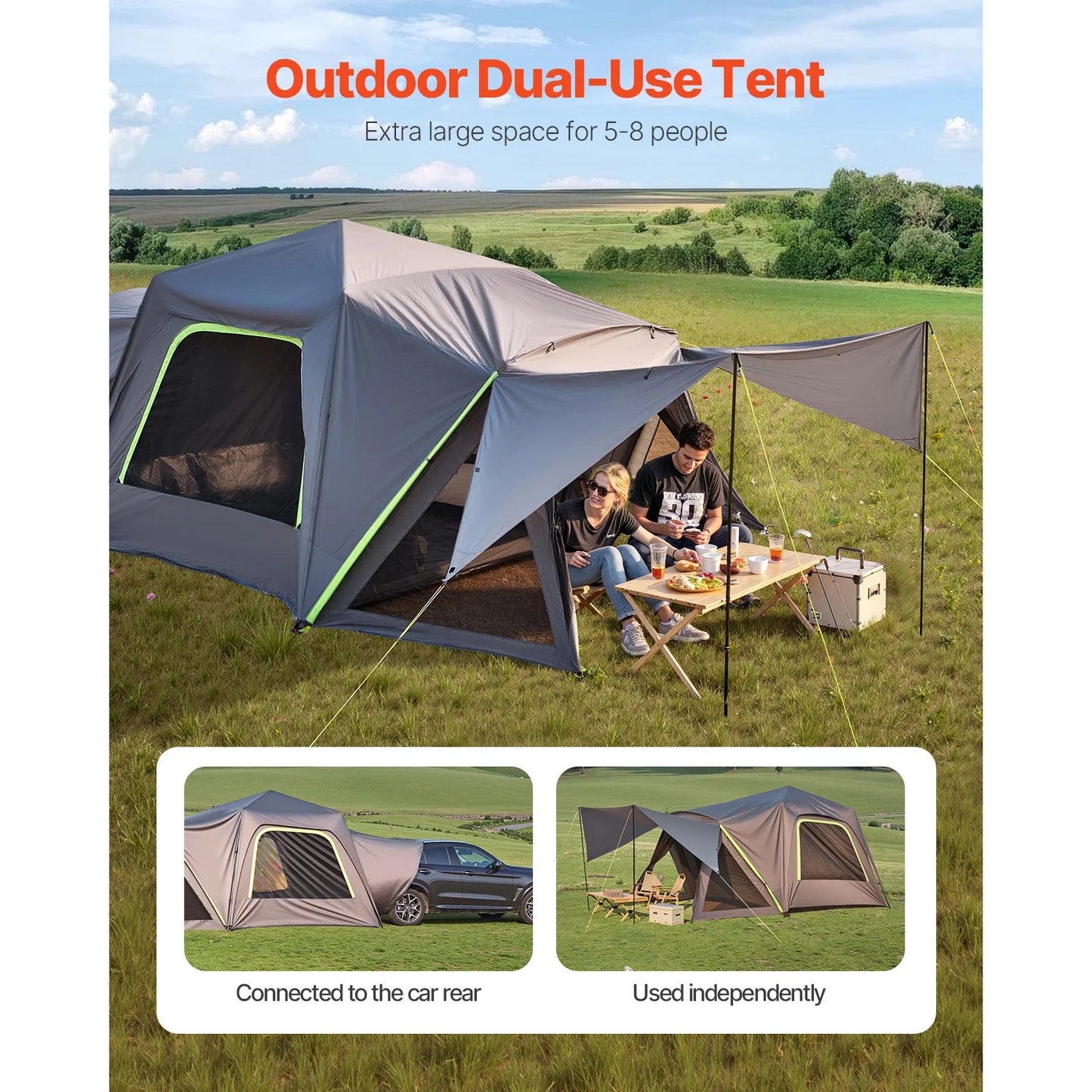 SucceBuy SUV Tent For Camping Waterproof PU2000mm Shade Awning And Mesh Windows