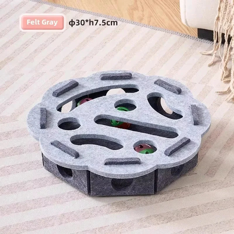 Interactive Cat Puzzle Toy Felt Box With Ball For Indoor Exercise