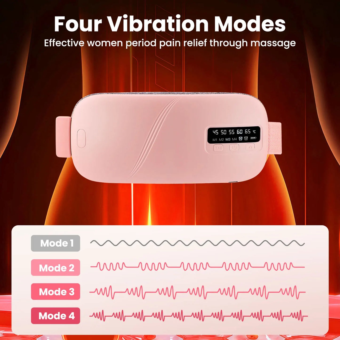 PASTSKY 5 Modes Electric Heating Waist Massage Belt For Menstrual Cramps Relief