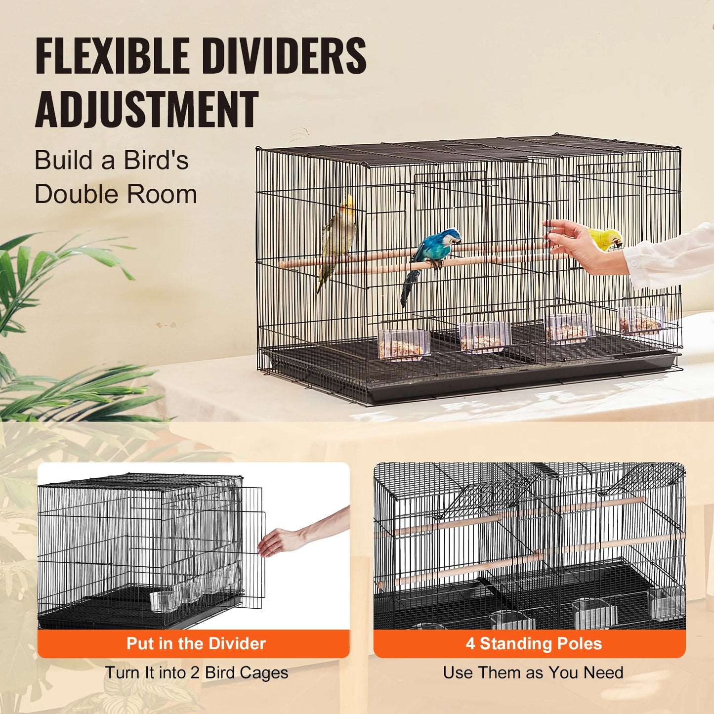 SucceBuy Stackable Divided Bird Cage For Small Birds With Handle