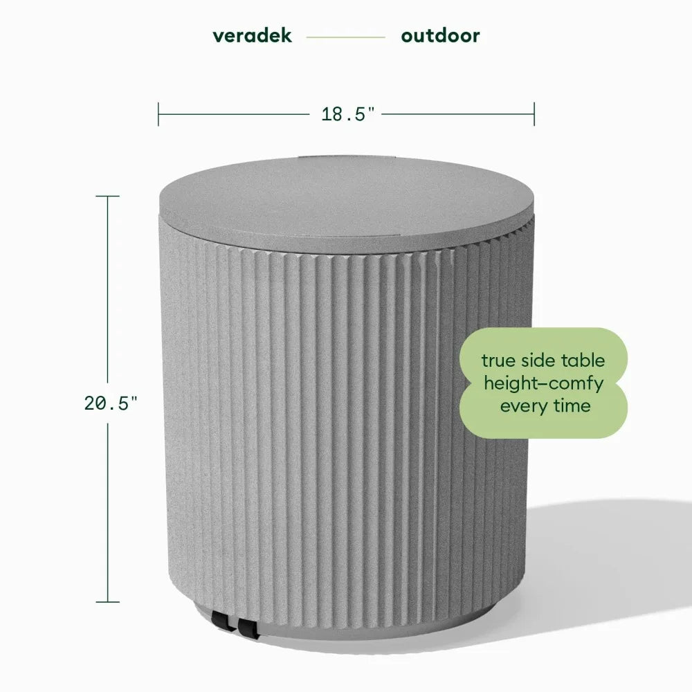 Outdoor Cooler Side Table Stone Plastic Composite Weather Resistant