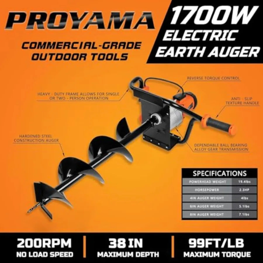 SHXI Electric Post Hole Digger 1700W Corded Earth Auger