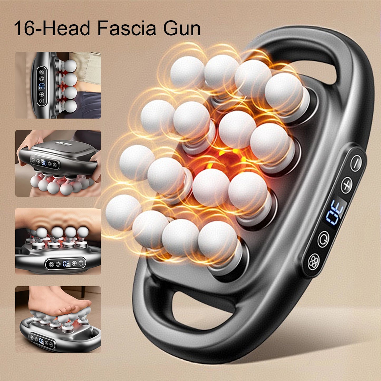Foreverlily 16-Head Fascia Massage Gun High Frequency Vibration